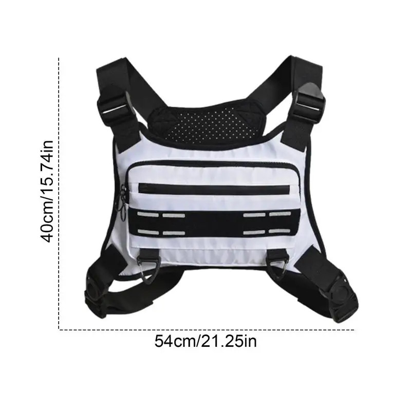 Adjustable Running Chest Bag Running Vest Bag Reflective Front Chest Pack with P