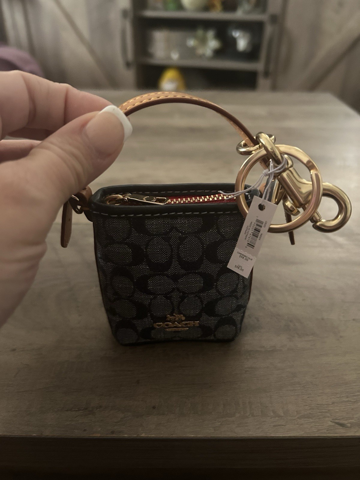 NWT Coach Mini Val Duffle Bag Charm In Signature Chambray C8223