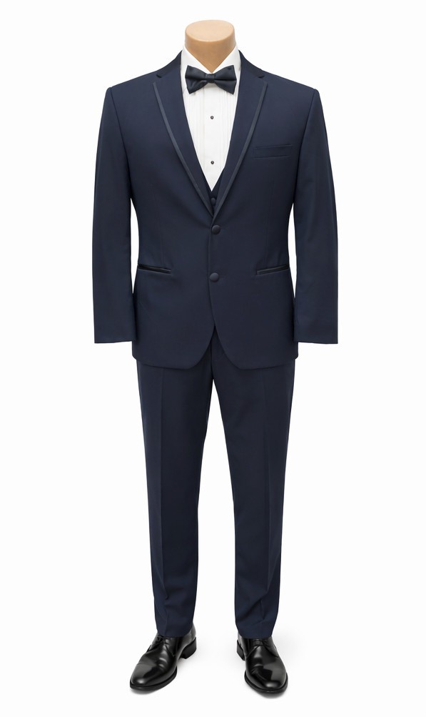 Men’s Michael Kors Fantasy Midnight Blue Tuxedo with Pants & Vest 3 Piece Suit