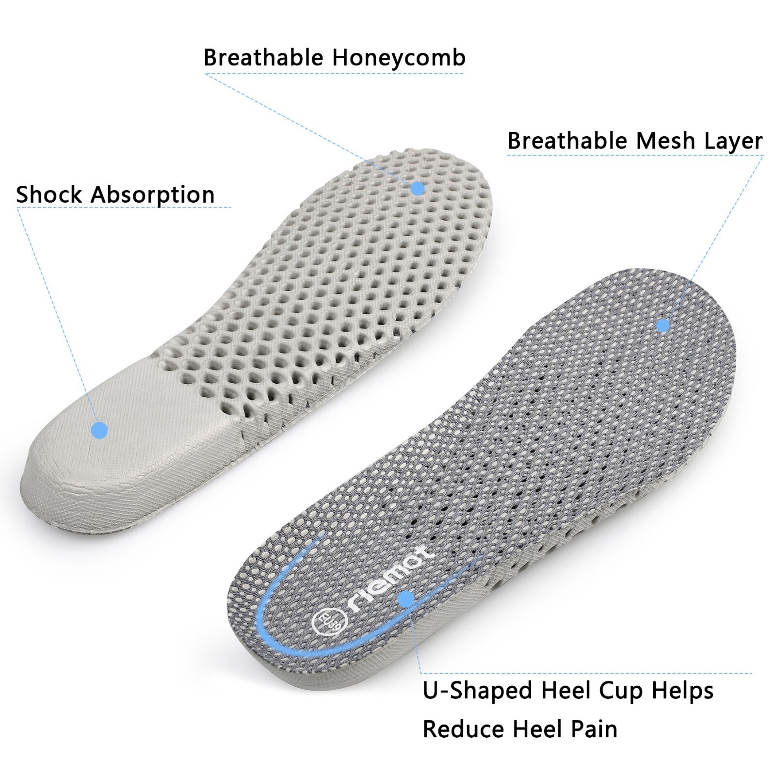 Breathable Shoe Insoles For Men Sport Inserts Water Shoes Sneaker Replace Insole