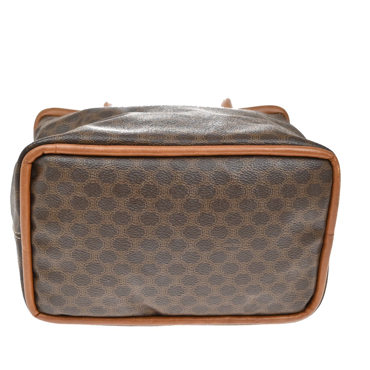 CELINE Logo Circle Macadam Pattern Hand Bag PVC Leather Brown GHW Italy 38KB361