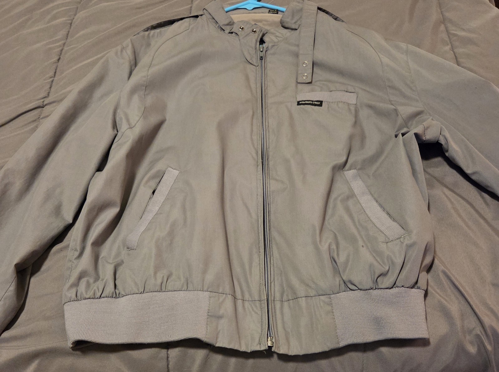 Members Only Men’s Gray Bomber Jacket Full Zip Stand-Up Collar Size 44