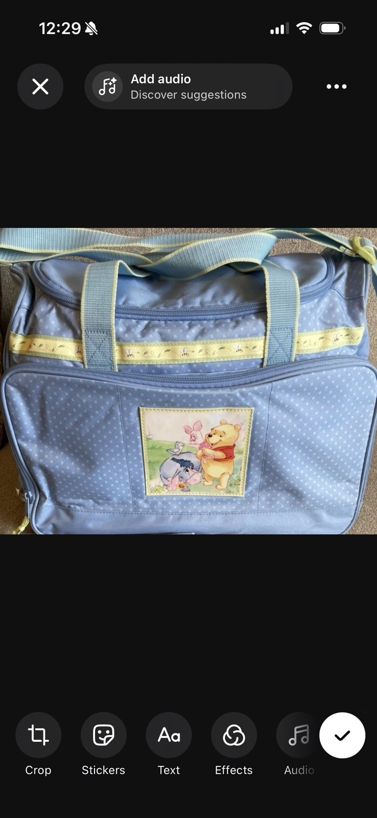 Winnie the Pooh Piglet Eeyore Blue Polka Dot Diaper Bag