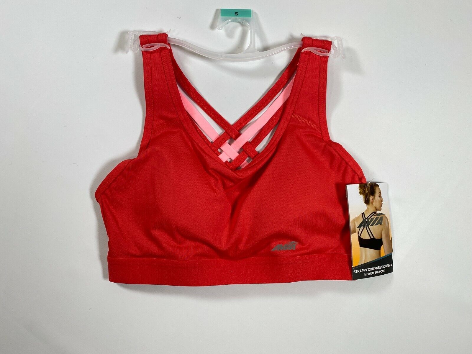 Womens Avia Begonia Pink Strappy Compression/Sports Bra Large L NEW! NWT