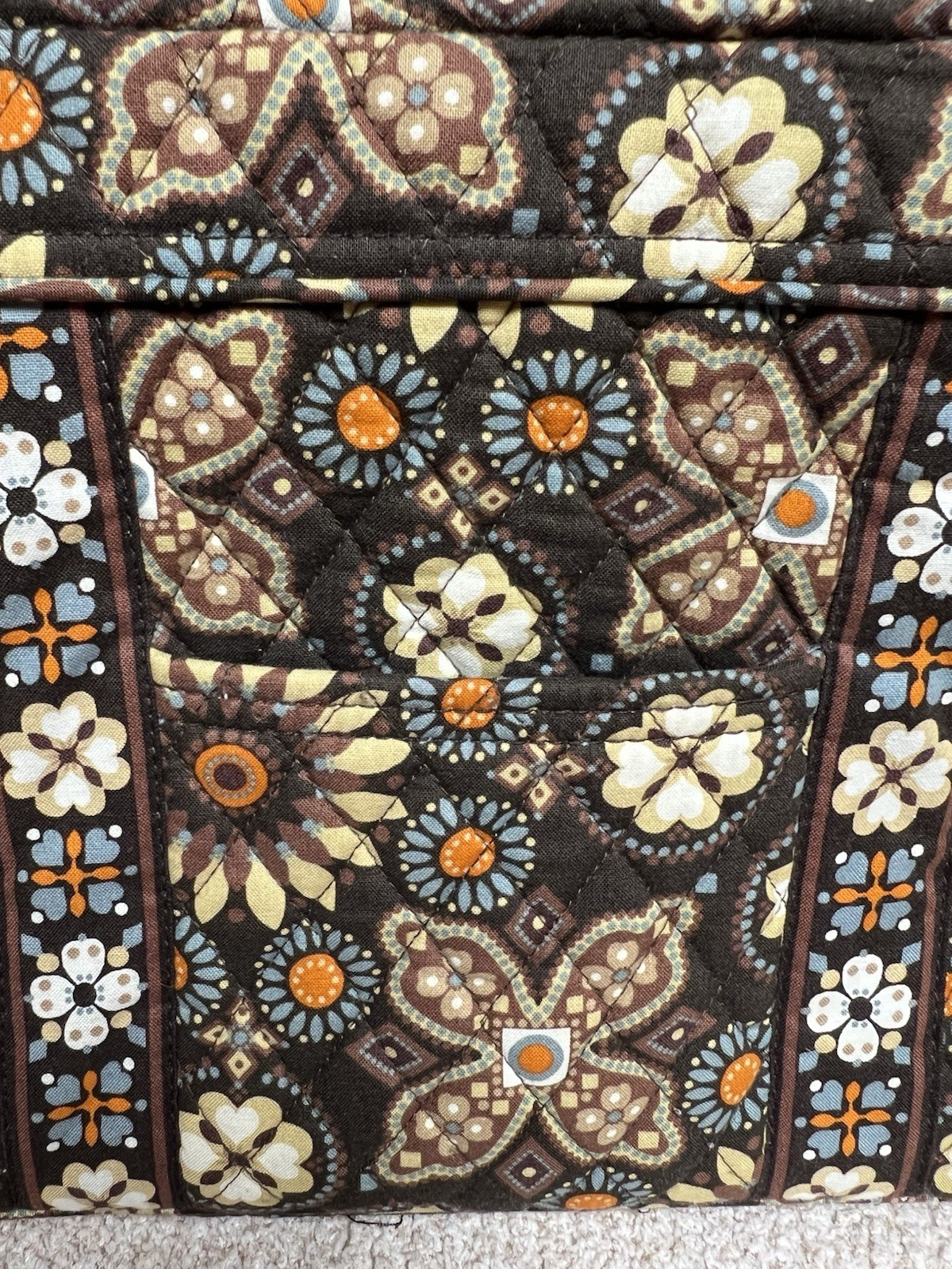 Vera Bradley Canyon Tote Shoulder Bag Brown Floral Quilted Purse Zip Top/Wallet