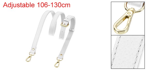 0.7″ Genuine Leather Purse Strap for Bag (White, Gold Buckle)