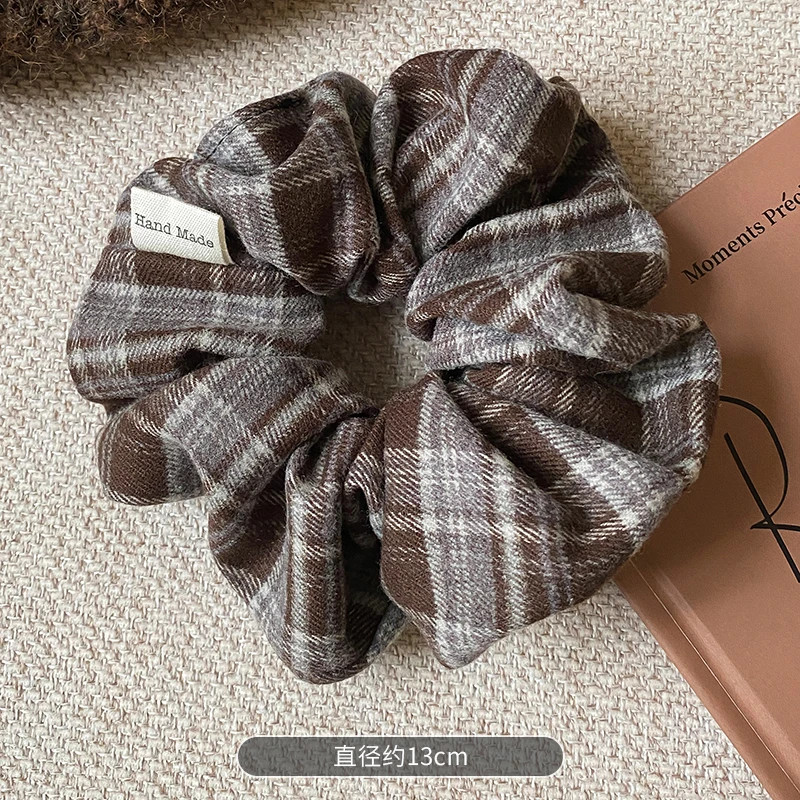 1pc Fashion Plaid Hair Scrunchie Women Girls Elastic Hair Rubber Bands Accessori
