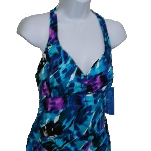 Suddenly Slim By Catalina 1-Pc Swimsuit Blue Floral Women’s Small 4-6