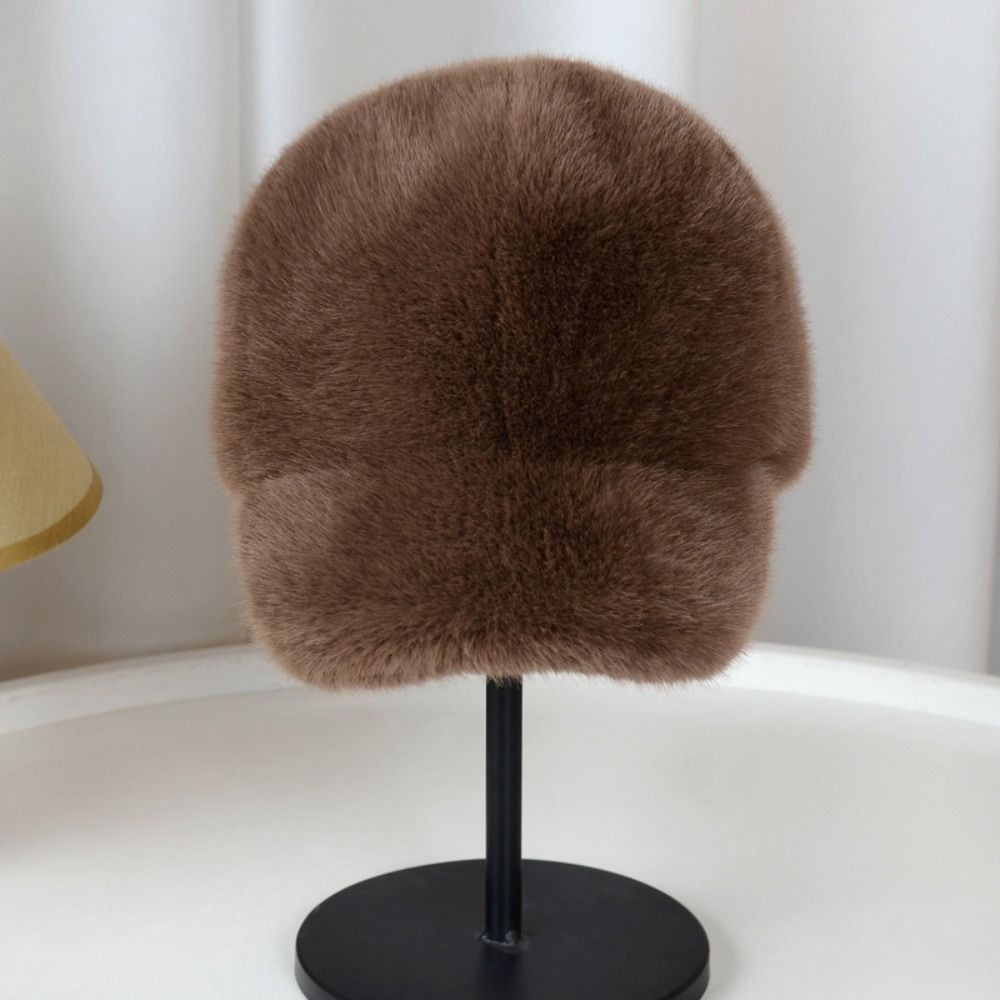Winter Women Fluffy Faux Fur Baseball Cap Thickened Warm Snapback Duckbill Hat