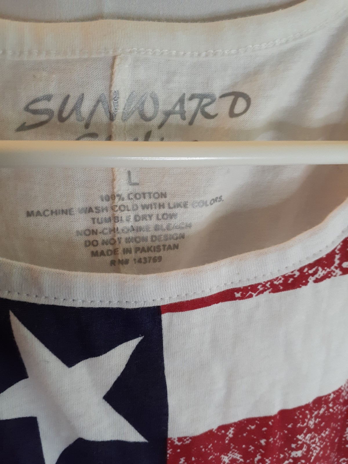 Sunward Clothing American Flag Fringe Tank Top Womens Large NWT