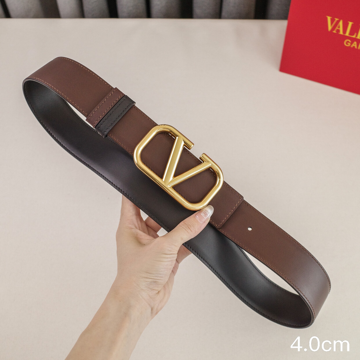 VALEN TINO Women’s belt with double-sided belt brown Black width 4cm Without box