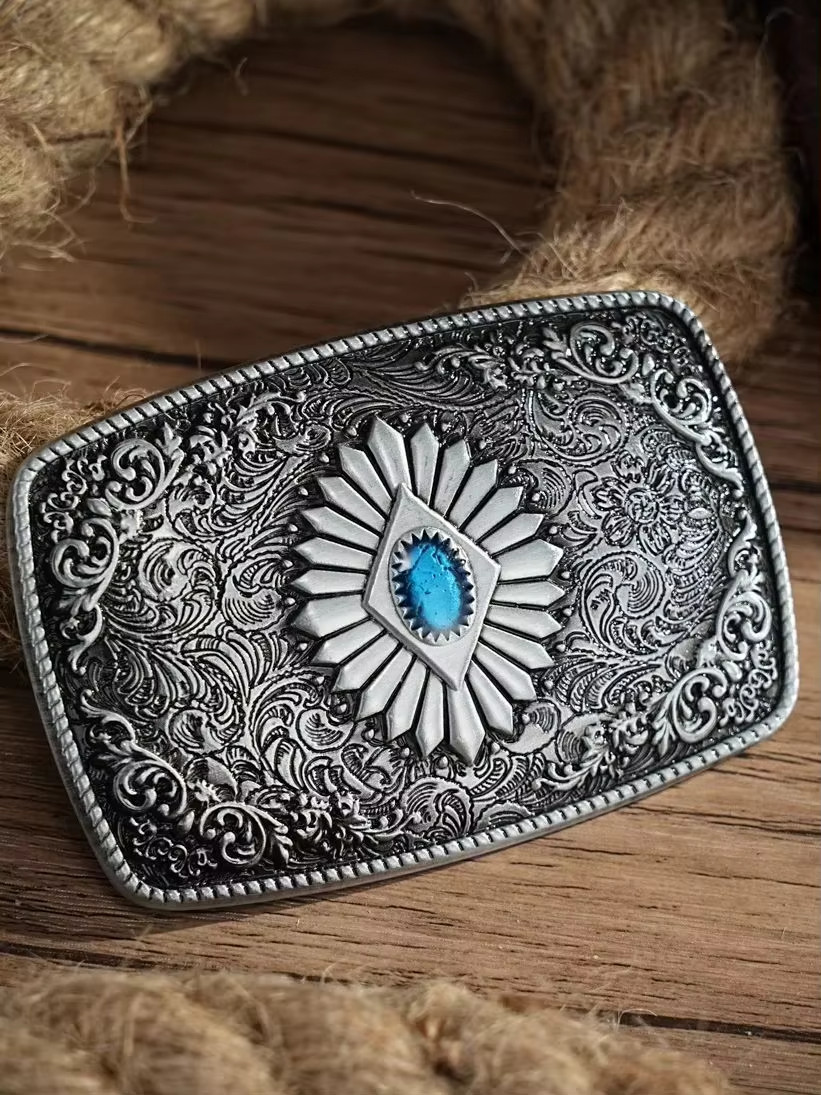 Western Belt Buckle Initial Vintage-Cowboy Rodeo Silver Large Belt Buckle**