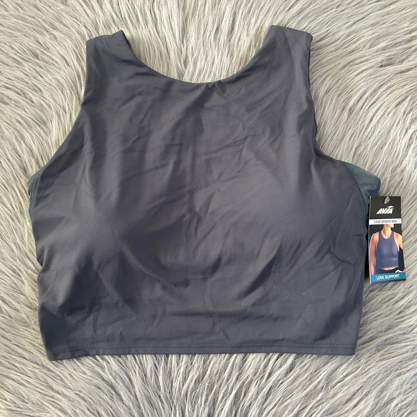 Avia Wireless Crop Sports Bra Women’s Size Large (D-DD) Gray Moisture Wicking