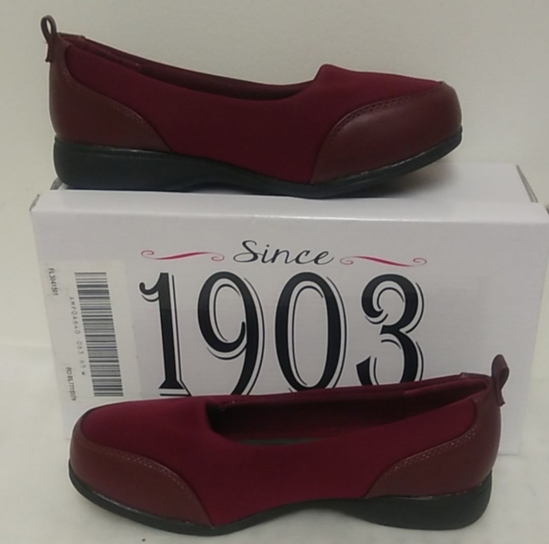 Womens Size 6.5W 1903 Beacon Comfort Shoes Burgundy Slip-on