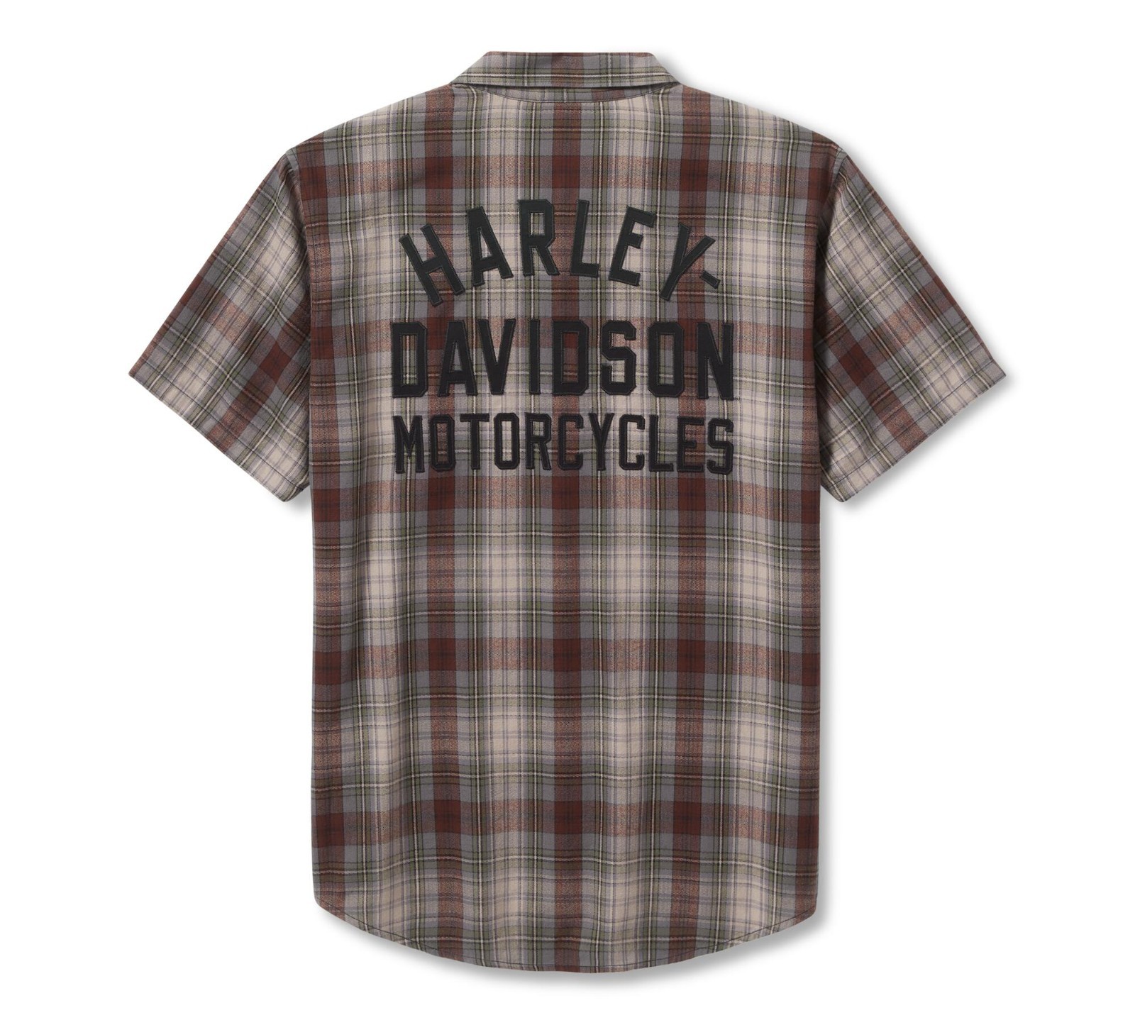 Harley-Davidson Men’s Plaid Button Short Sleeve Shirt, Brown – 96813-25VM