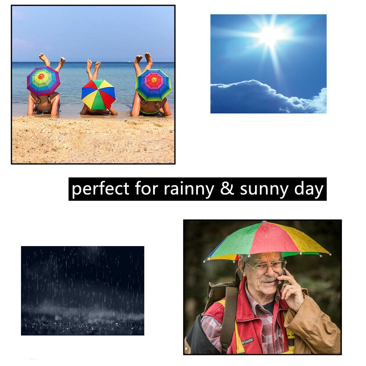 2x Outdoor Foldable Sun Umbrella Hat Golf Fishing Camping Headwear Cap Head Hat