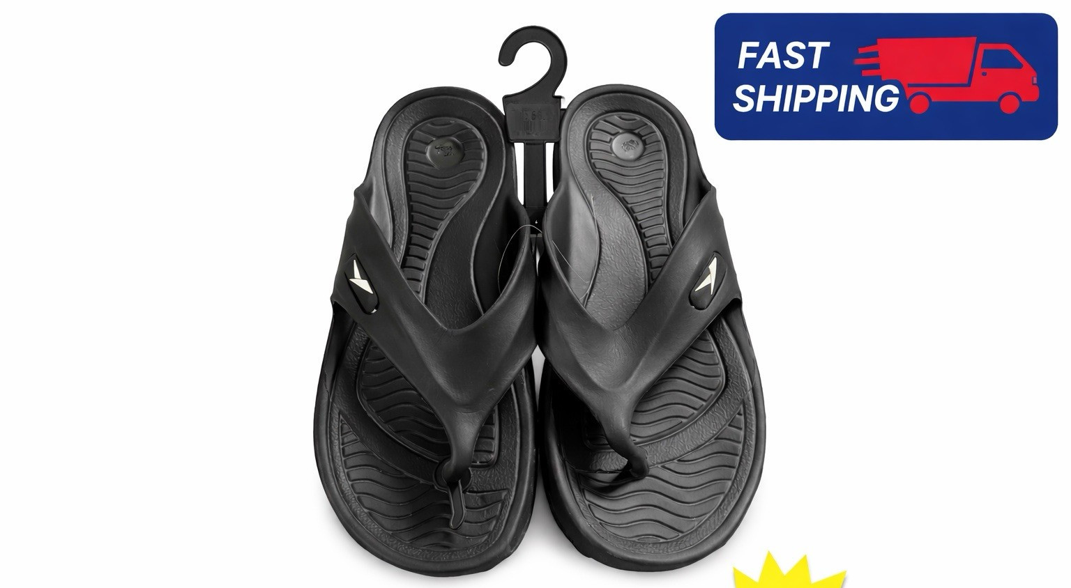 Men’s Black Flip Flops Sandals Size 10– Lightweight Comfort