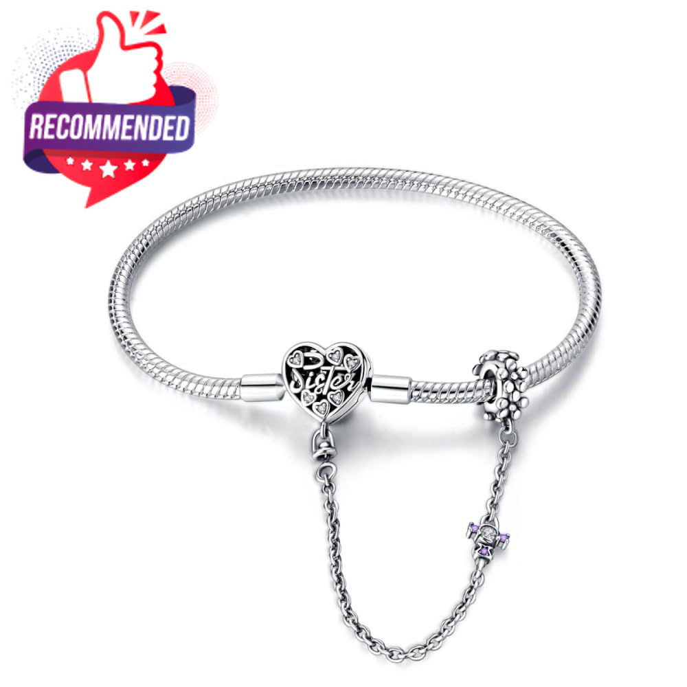 925 Sterling 7.9In 20 Cm For Wristsize 7.1In Heart-Shaped Bracelet