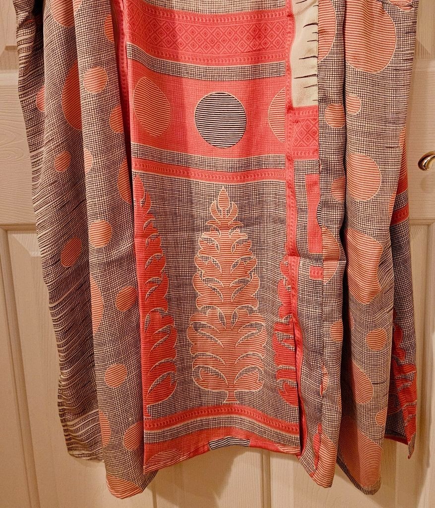 Art Silk Kimono Robe~ Women’s One Size~ Kimono w/Tie~ Brown, Orange ~NEW