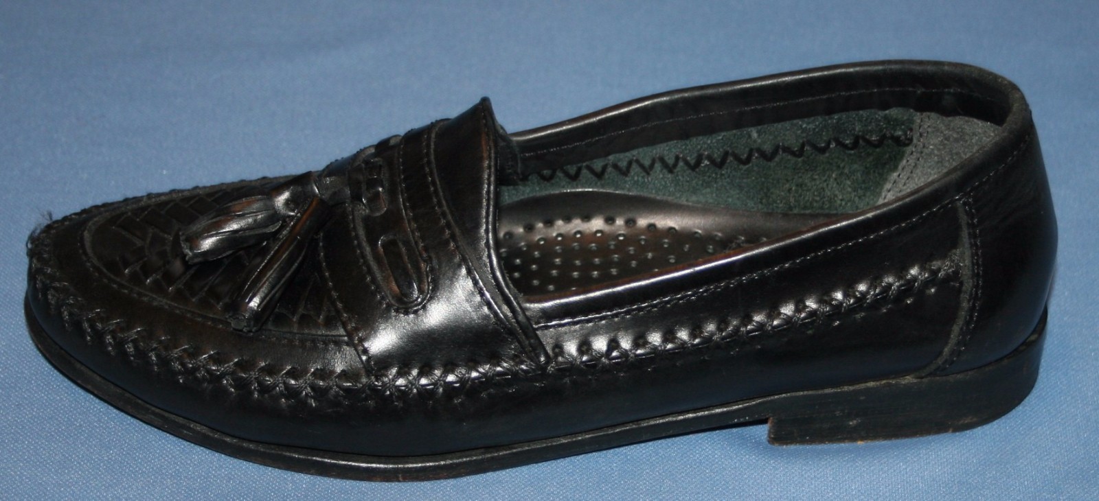 Forte Moda Sz 7D 7 D Black Leather Dress Shoes Slip On Tassle