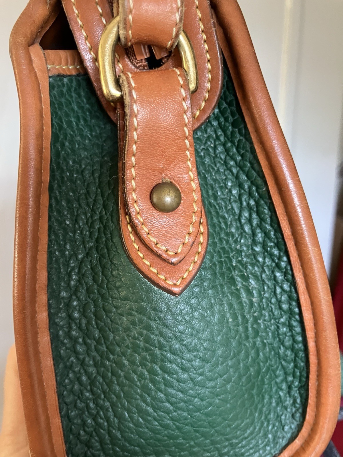 Dooney & Bourke All-Weather Leather Green/Brown Small Crossbody Zip Bag