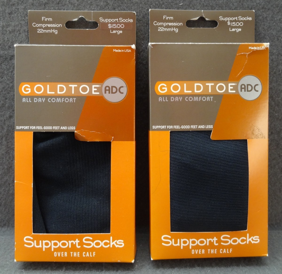 NEW LOT (2) GoldToe ADC L Firm Compression Over The Calf Support Socks All Day