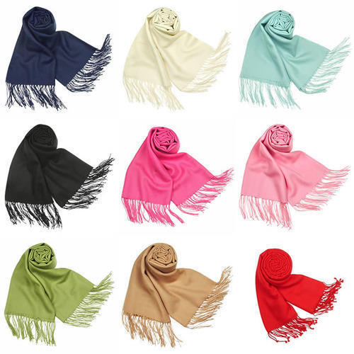 2PLY Long 78X28 Solid Silk Pashmina Shawl Wrap Stole Cashmere Wool Feel Scarf