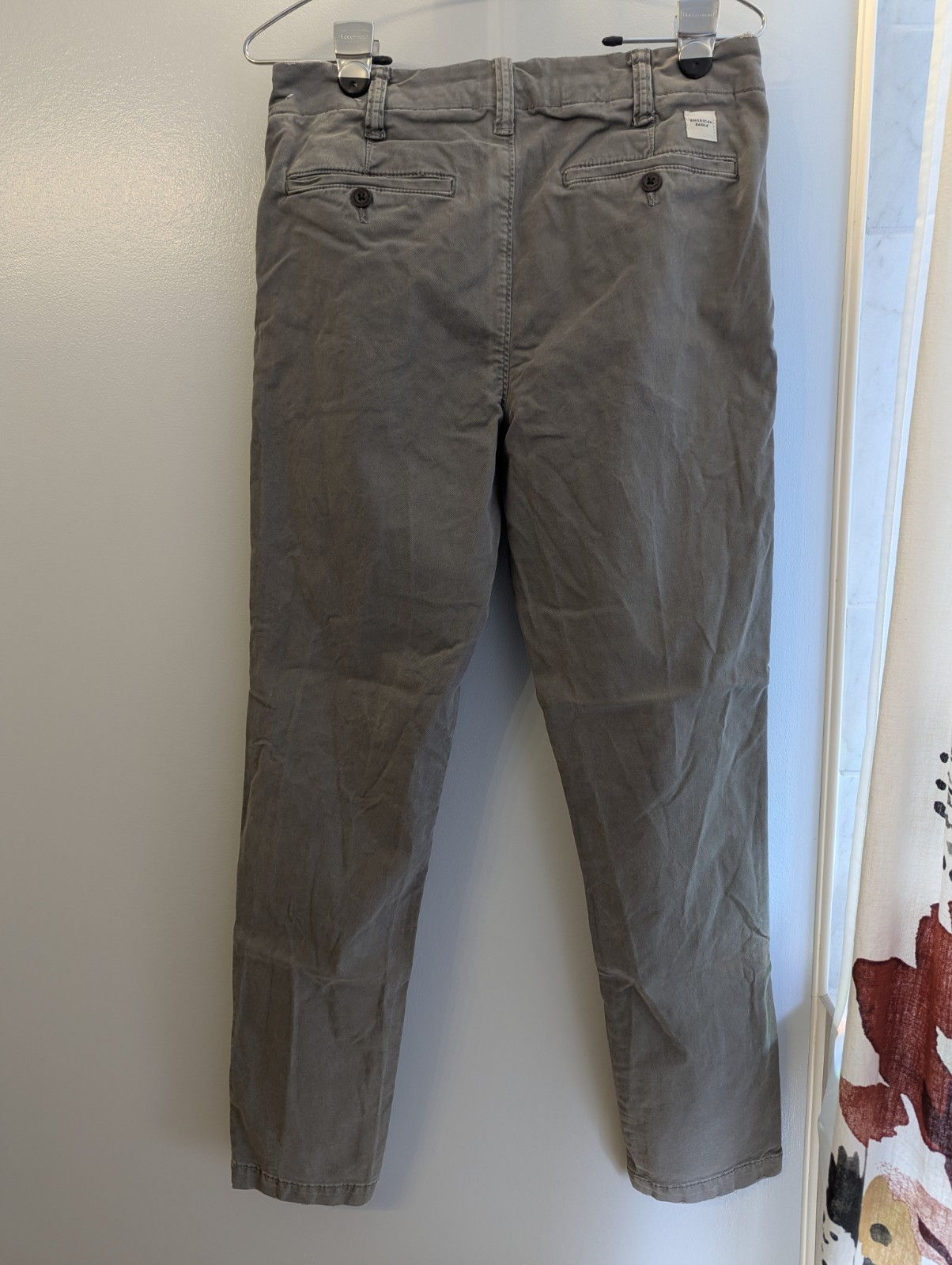 American Eagle Flex Slim Fit Gray Stretch Twill Chino Pants 29×32