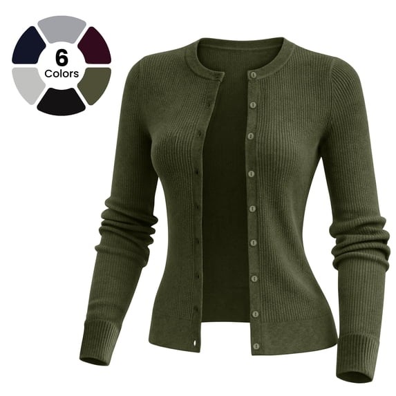Women’s Ribbed Knit Cardigan Soft Button Down Long Sleeve Lightweight Sweater