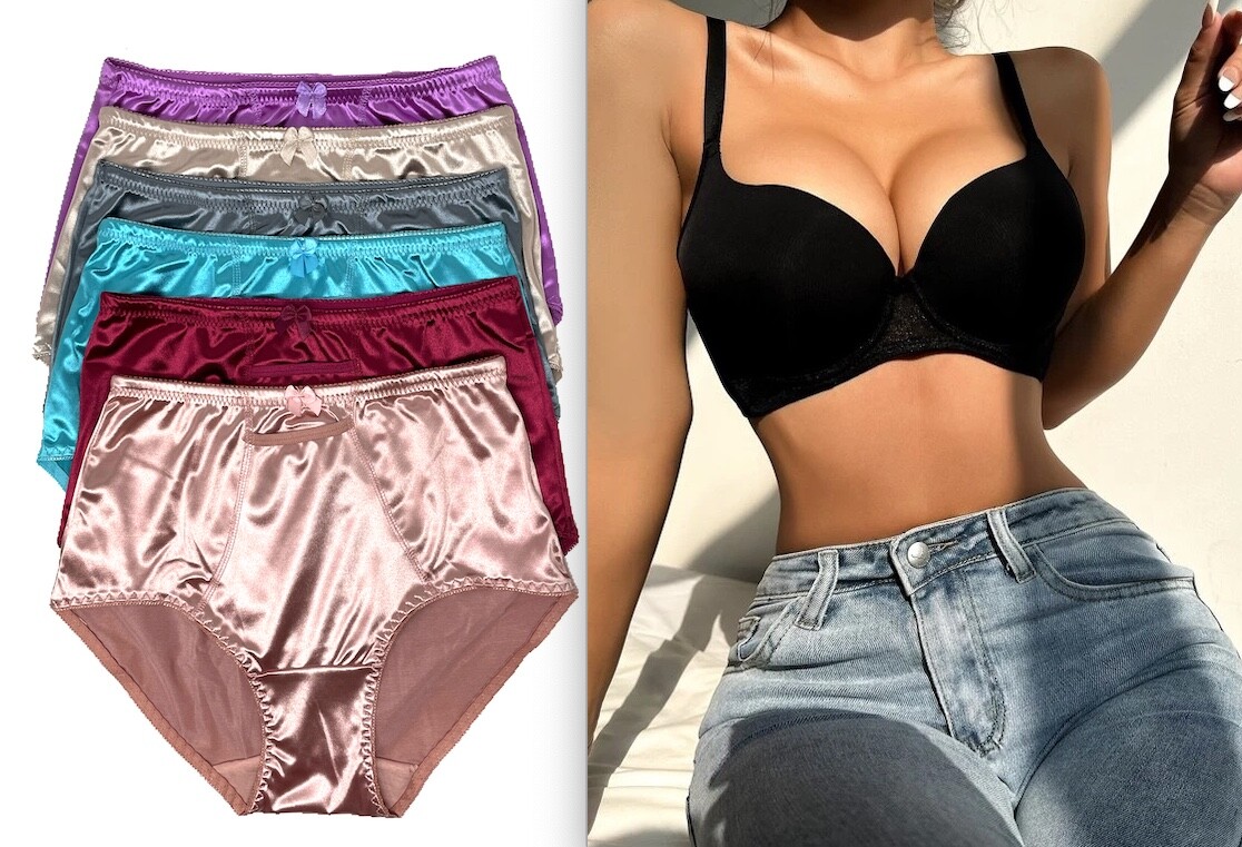 3/6 PRETTY SATIN Briefs Style PANTIES Womens Underwear #3125N Ella S M L XL