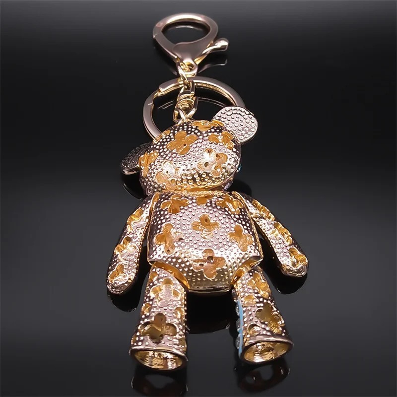 Colorful Crystal Bear Keychain Rhinestone Bag Charm Cute Key Ring Accessory US