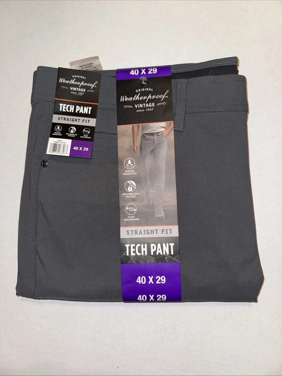 WEATHERPROOF ORIGINAL VINTAGE MEN’S TECH PANTS, WATER RESISTANT, FLEX WAISTBAND