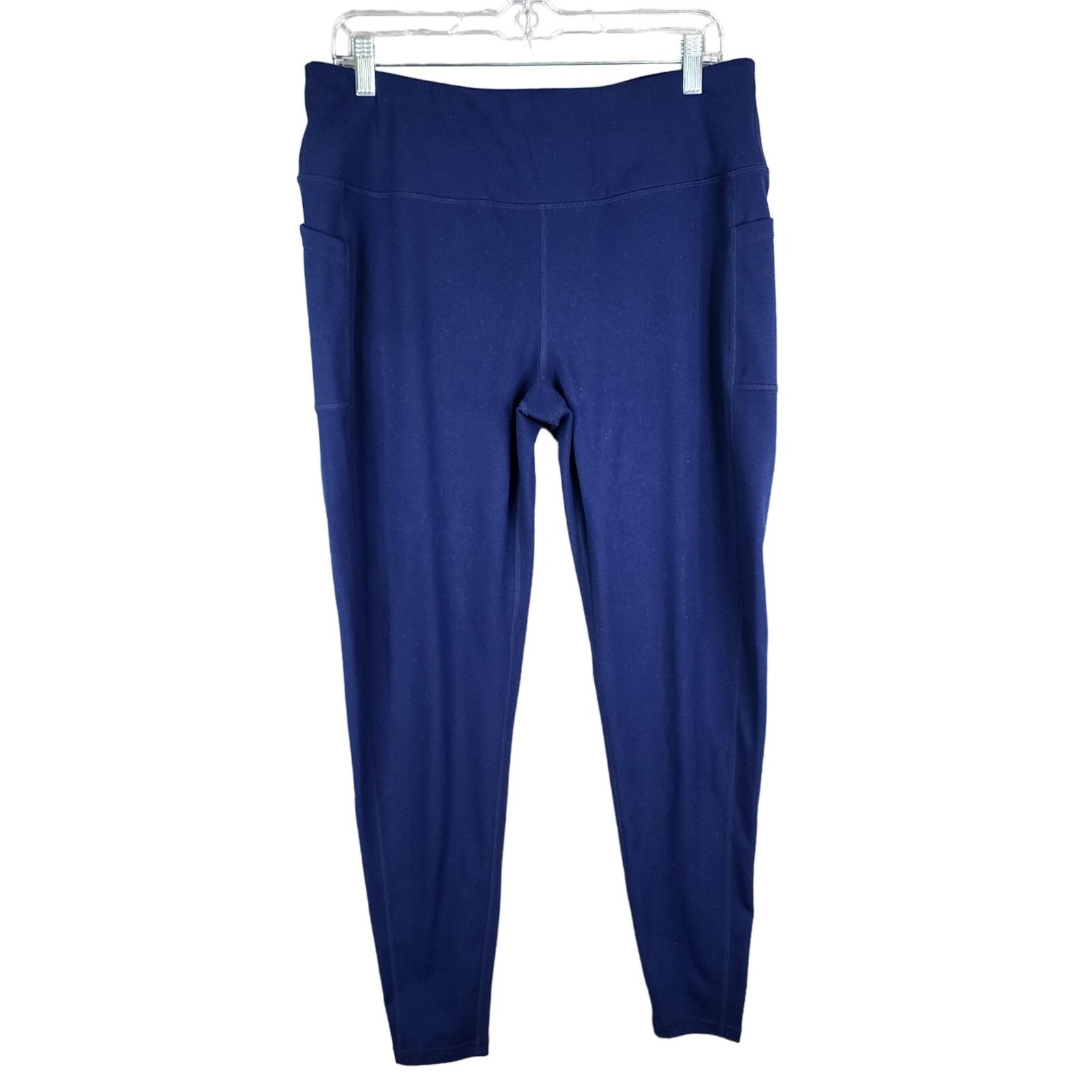 Womens Navy Blue Leggings Pants High Waist Polyester Spandex Blend Stretch 3XL