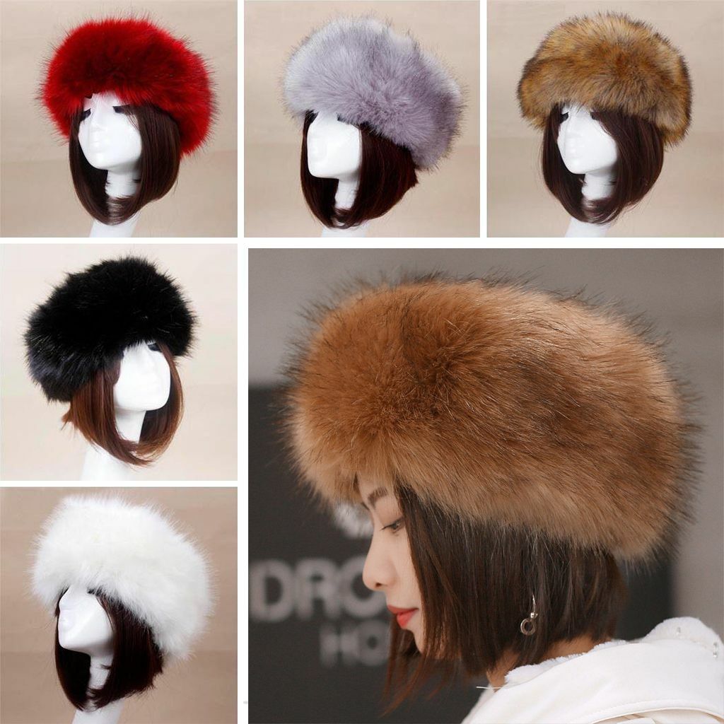 Women’s Winter Warm Russian Fluffy Faux Fur Headband Hat Thick Ear Snow Ski Cap