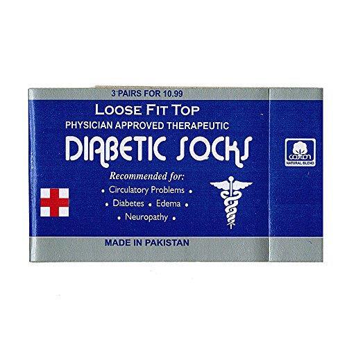 3 Pairs White Men Loose Fit Top Circulatory Diabetic Crew Socks Cotton 10-13