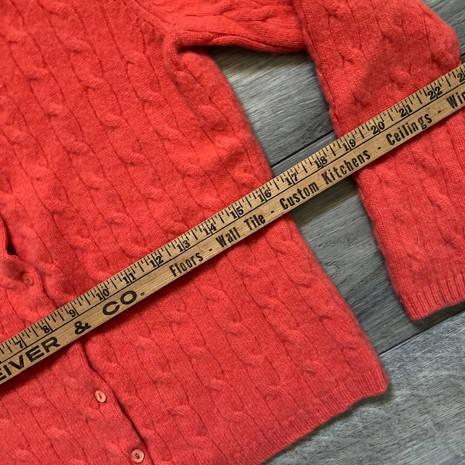 Lord & Taylor Women’s M Cardigan Cable Knit Sweater 100% Cashmere Coral