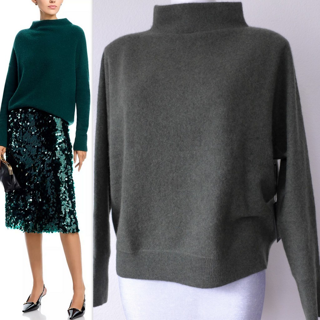 TAHARI Funnel Neck 100% 2-PLY Cashmere Sweater SOFT LUXE 5 Colors