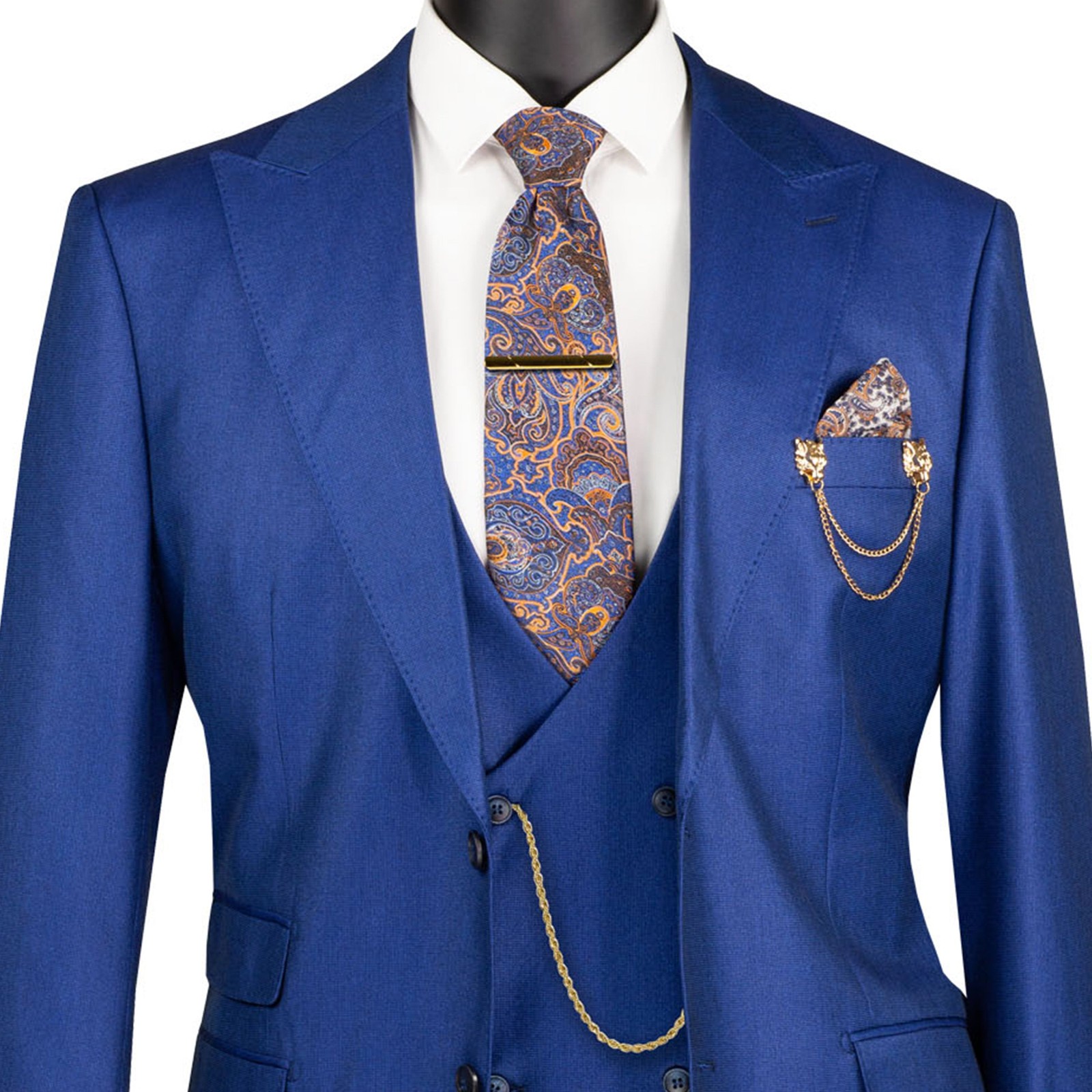 BIG & TALL Men’s Estate Blue Sharkskin 3pc Classic Fit Suit w/ Adj Waist NWT