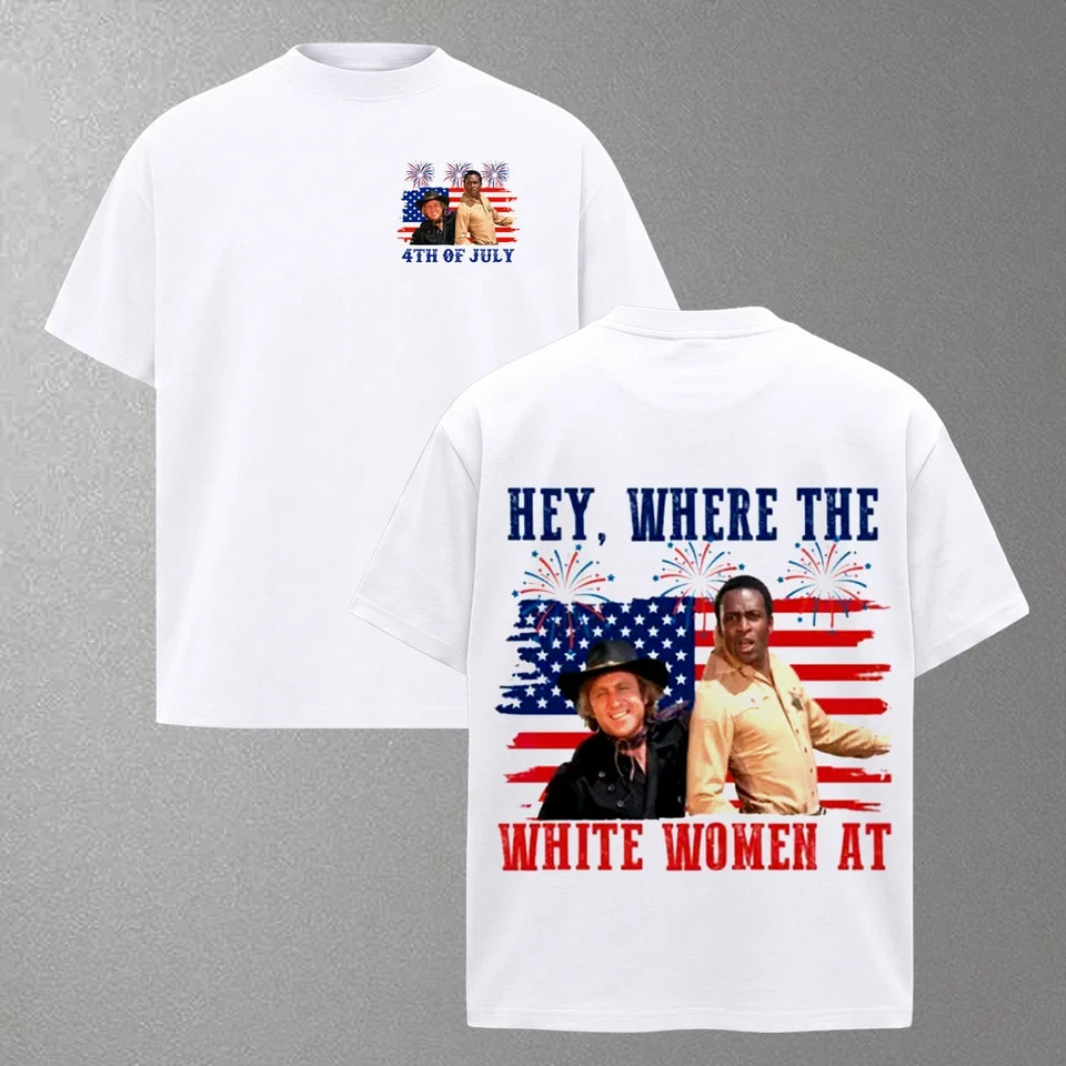 Hey Where The White T-Shirt Gym Casual 4th July Graphic Shirt S-5XL