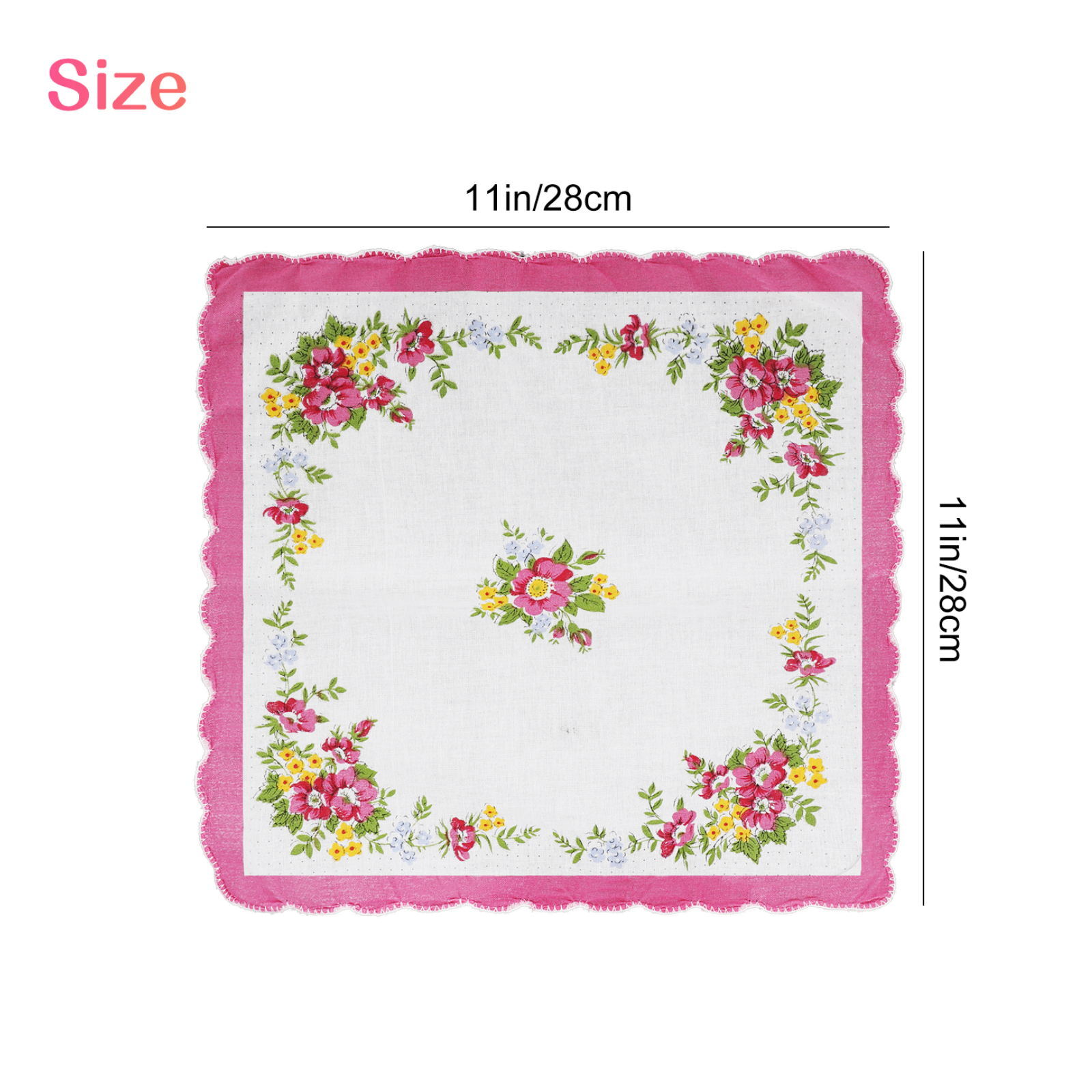 20PCS Lady Handkerchiefs 100% Cotton Hankies Handkerchief Pocket Vintage Flowers