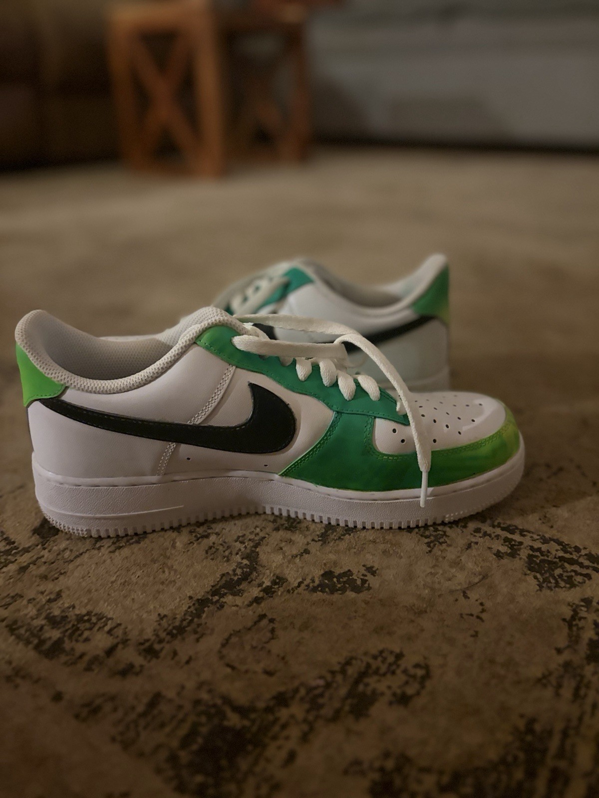 Custom Green & Black Drip Air Force 1 – Men’s Size 9.5 (Hand-Painted)