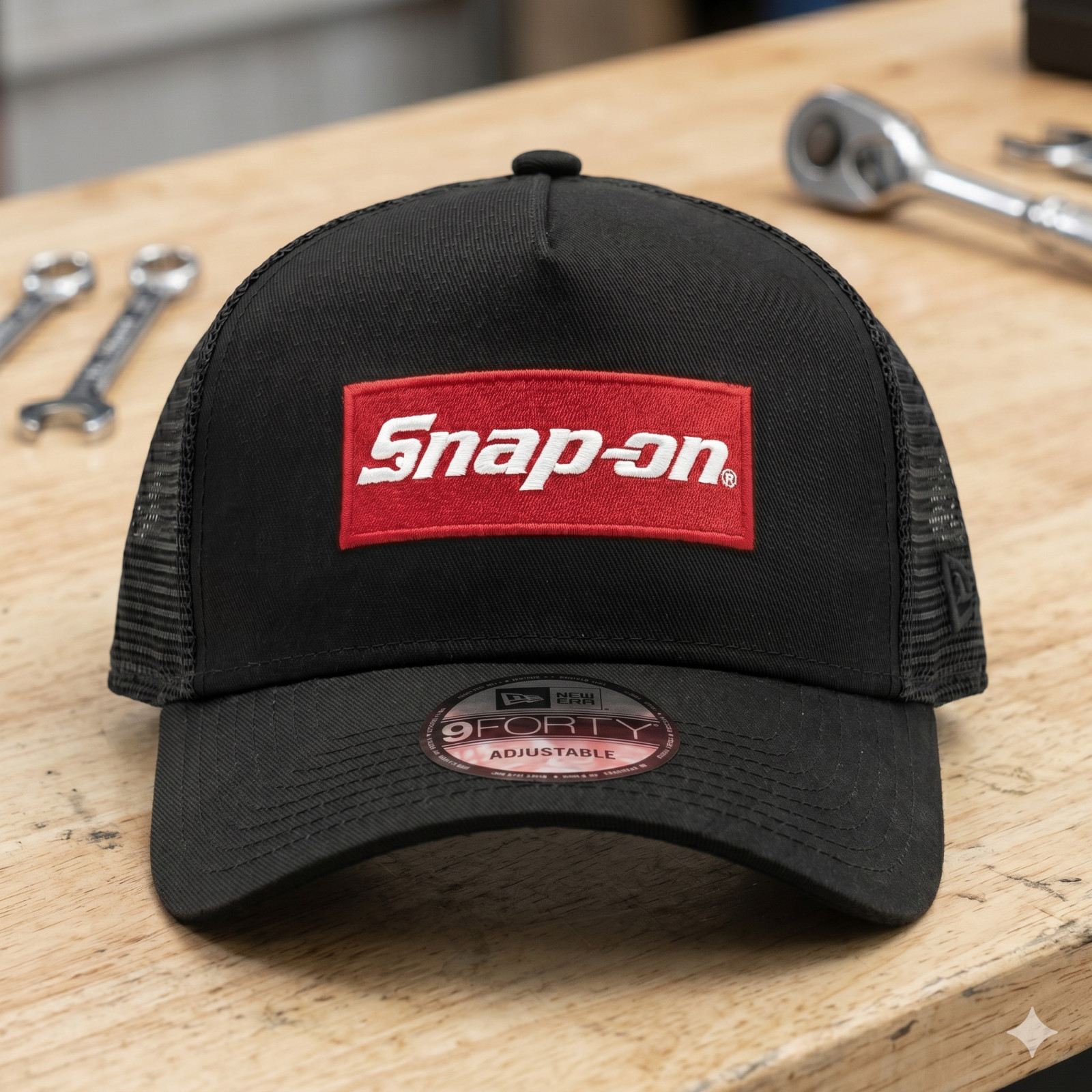 Snap-on Logo Embroidered Trucker Hat – Black Mesh Back Mechanics Tool Owner Cap