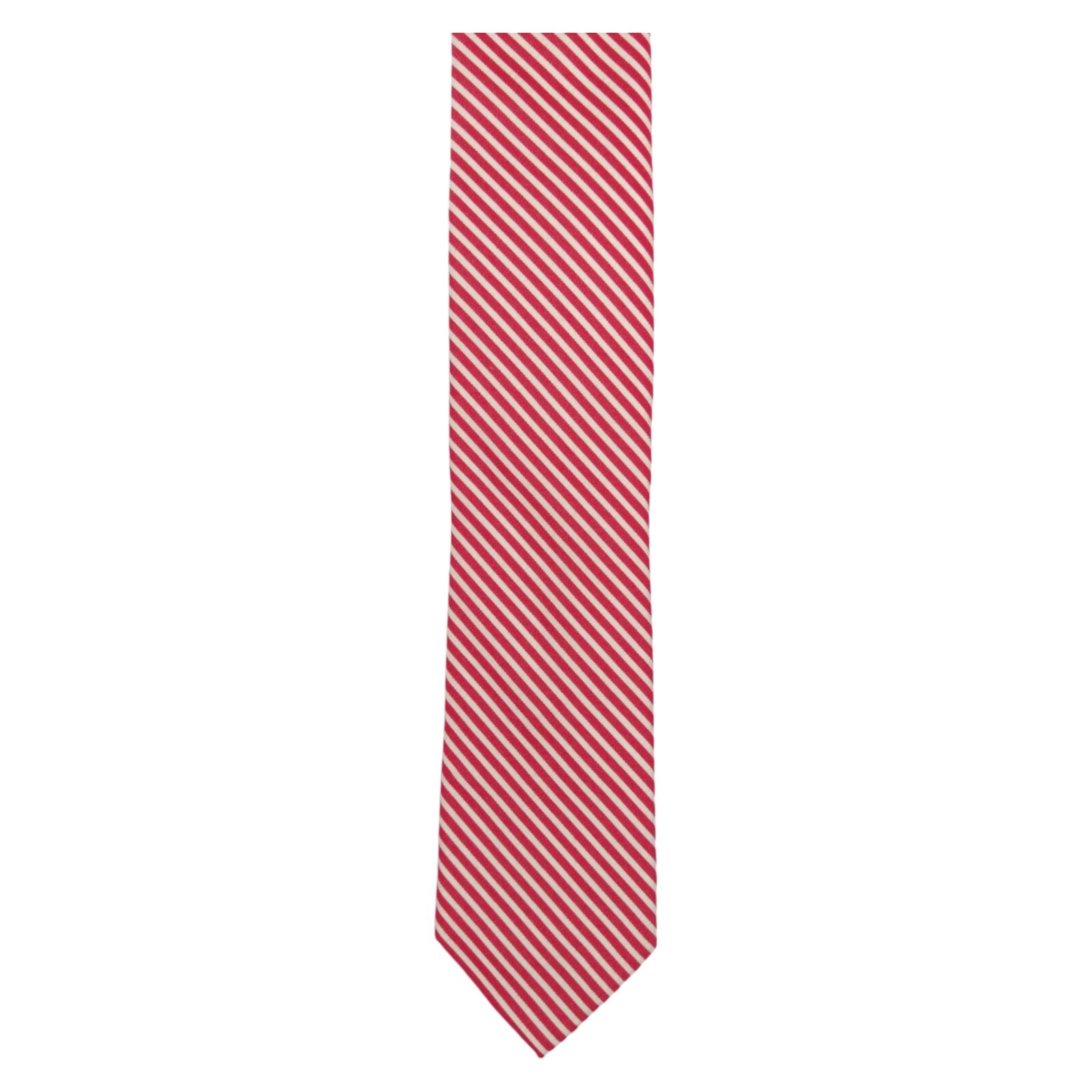 1901 Nordstrom Mens Silk Tie 2.5 Slim Red White Stripe Summer Wedding Necktie