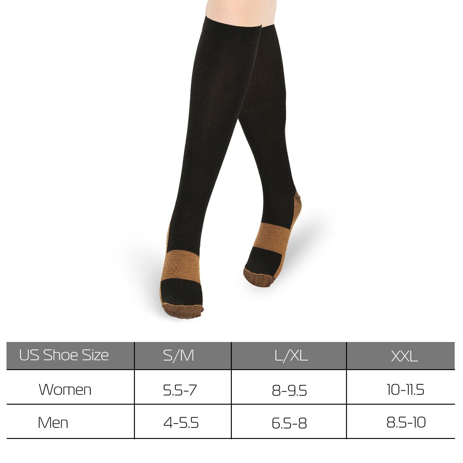 Copper Compression Socks Graduated Support Socks for Running Nursing Recovery