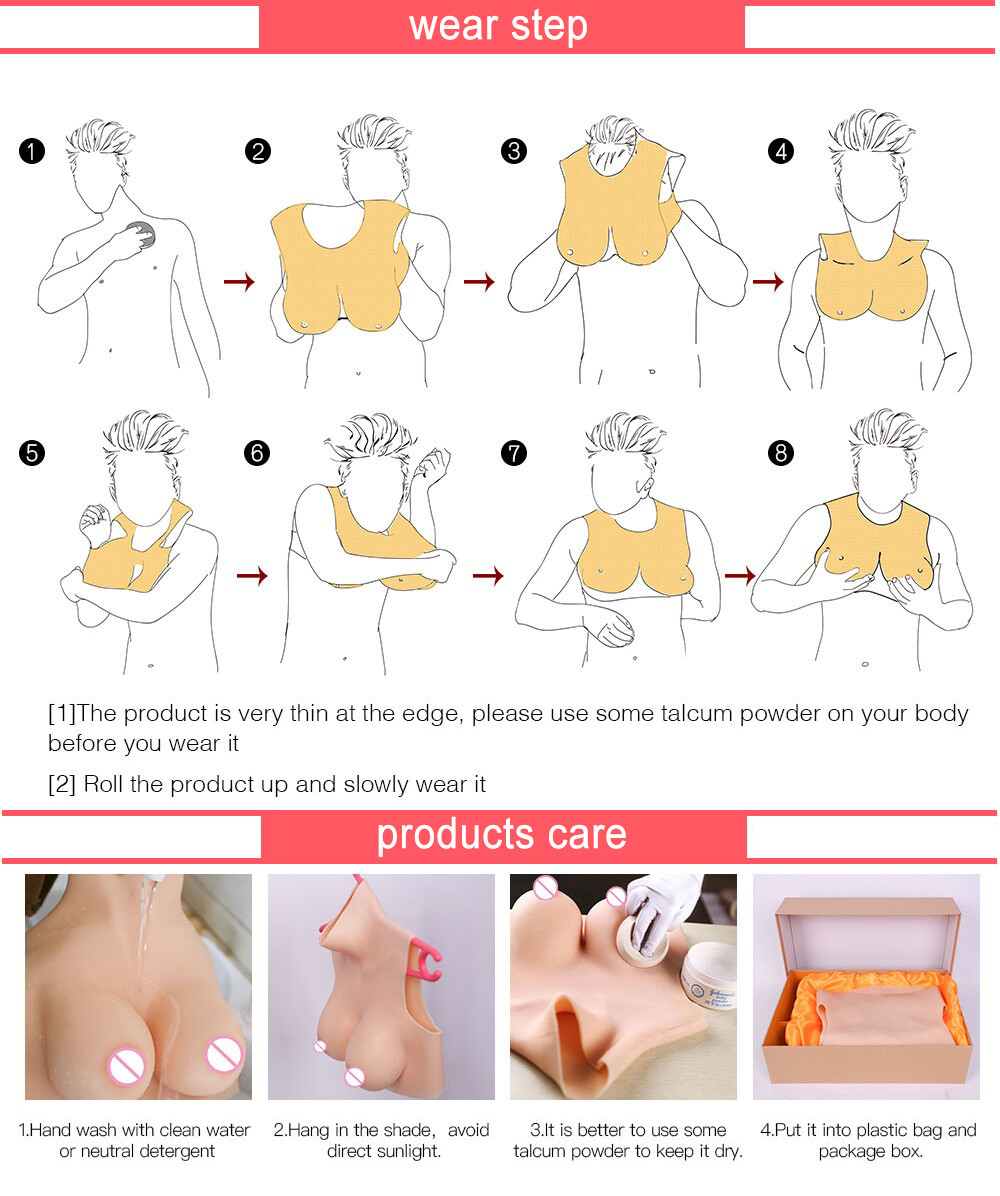 Silicone Crossdressers Breast Forms Chest Plates Drag Queen Mastectomy Enhancer