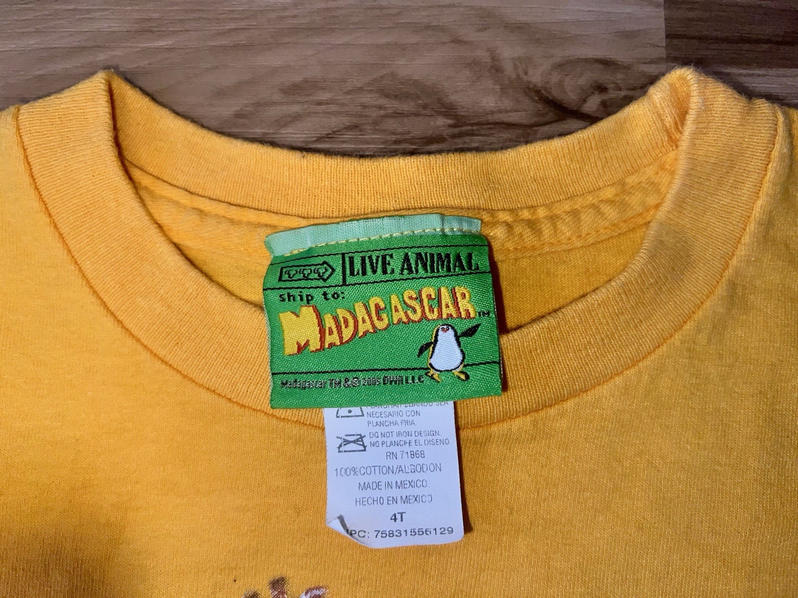 Y2K Madagascar 2005 Alex Marty Melman Gloria Graphic Tee Yellow Long Sleeve 4T