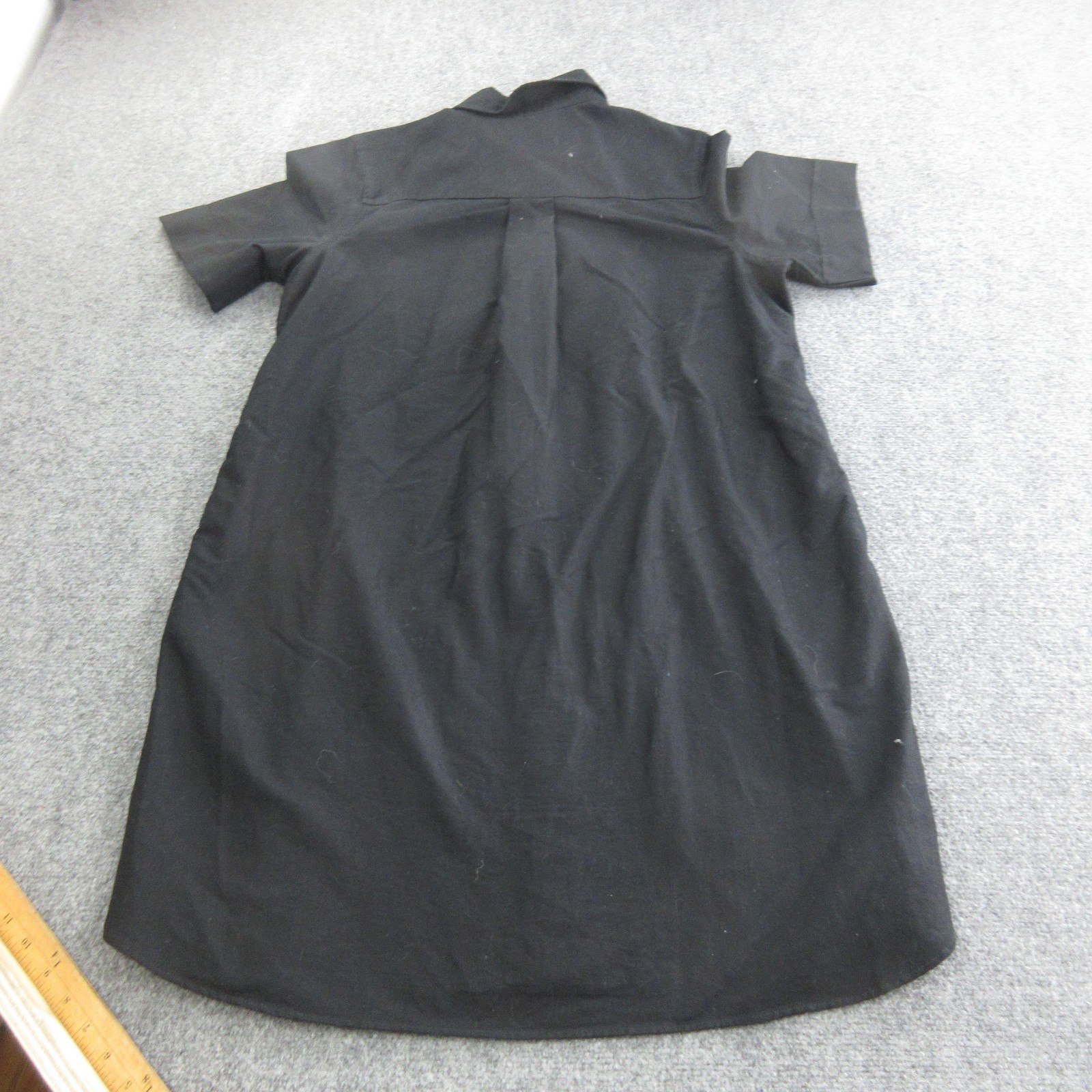 Everlane Dress Womens L Black Organic Cotton Shirt Short Sleeve Pockets Casual