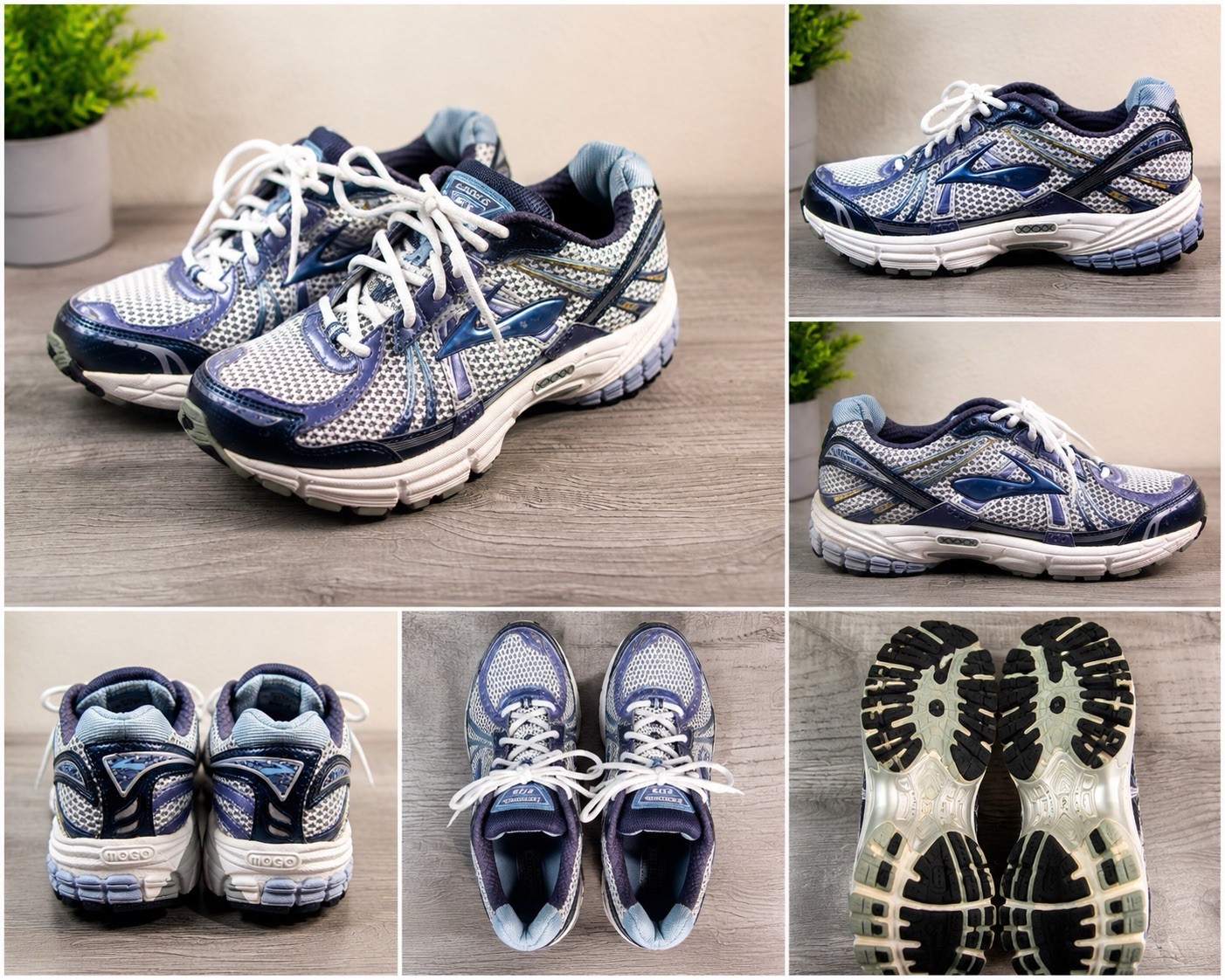 Brooks Adrenaline GTS 12 Womens Gray Blue White Running Shoes Size 10