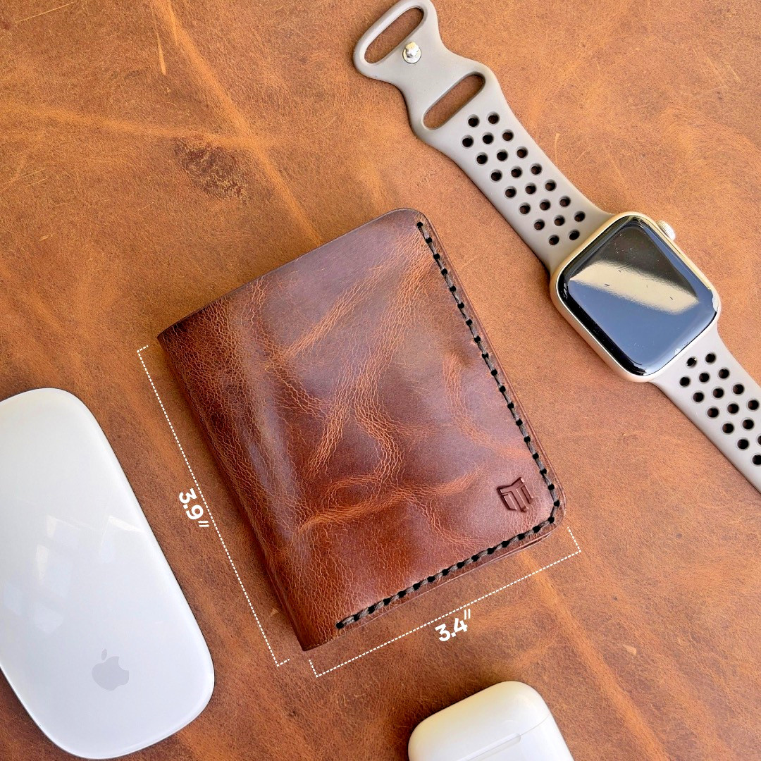 Men’s Leather Slim Card Holder Bifold RFID Blocking Vintage Handmade Wallet Gift