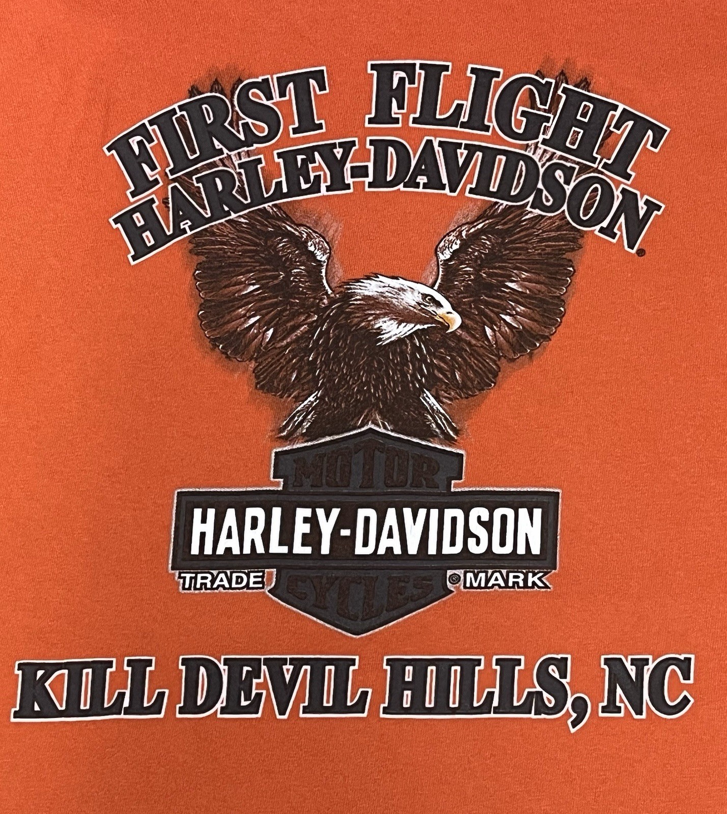 HARLEY-DAVIDSON Kill Devil Hills NC Orange Short-Sleeve T-Shirt Men’s Large
